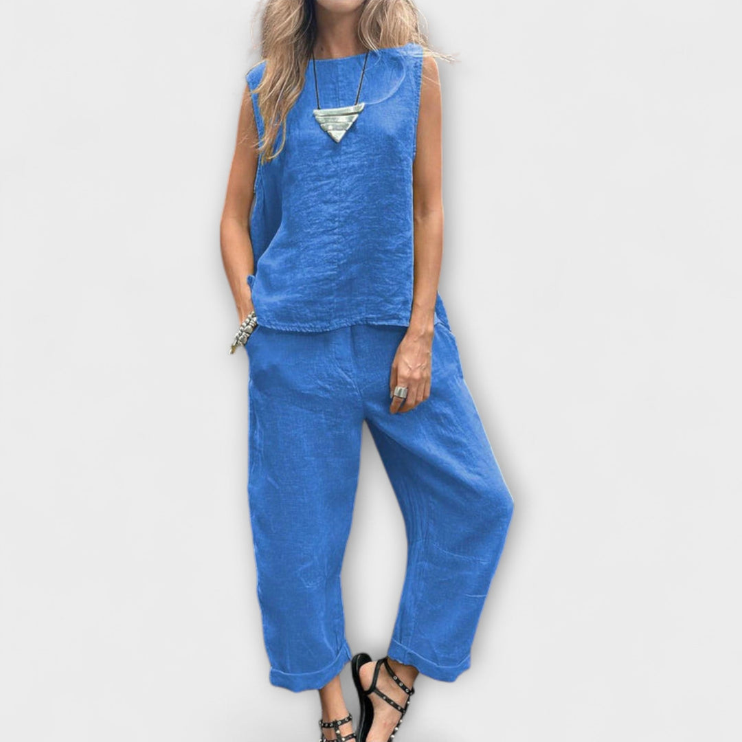 Jennifer - Behageligt Outfit i Bomuld-Linned