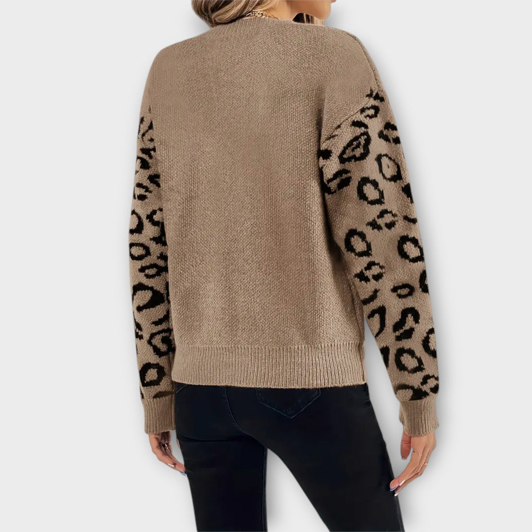 Sabrin - Casual Sweater med Leopard Design
