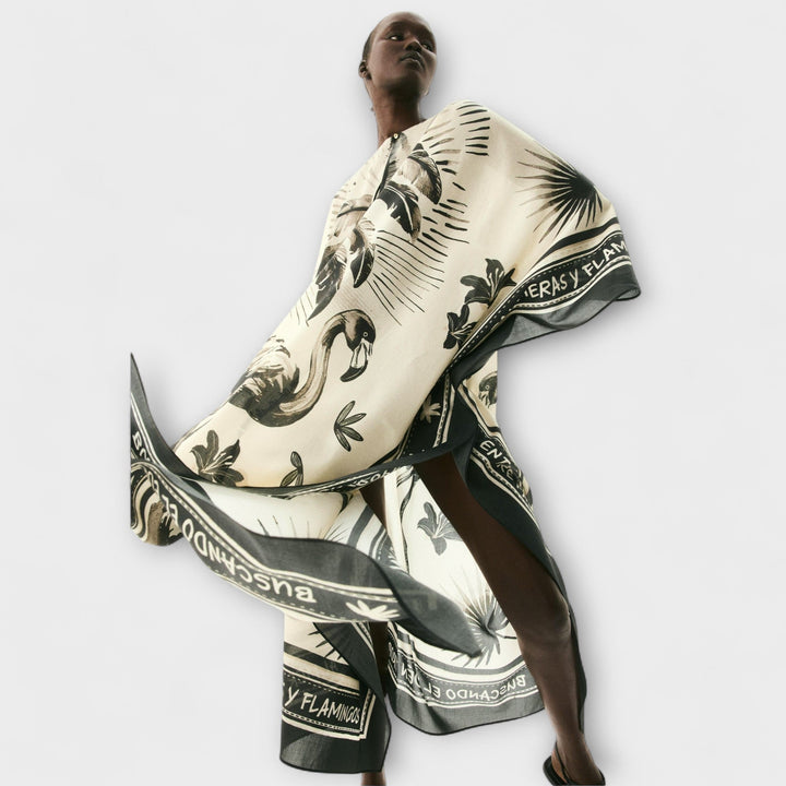 Melissa - Ekstra-stor Flamingo Print Kaftan Maxi Kjole