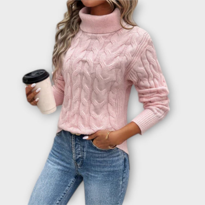 Amelia – Elegant Rullekrave Sweater i Strik