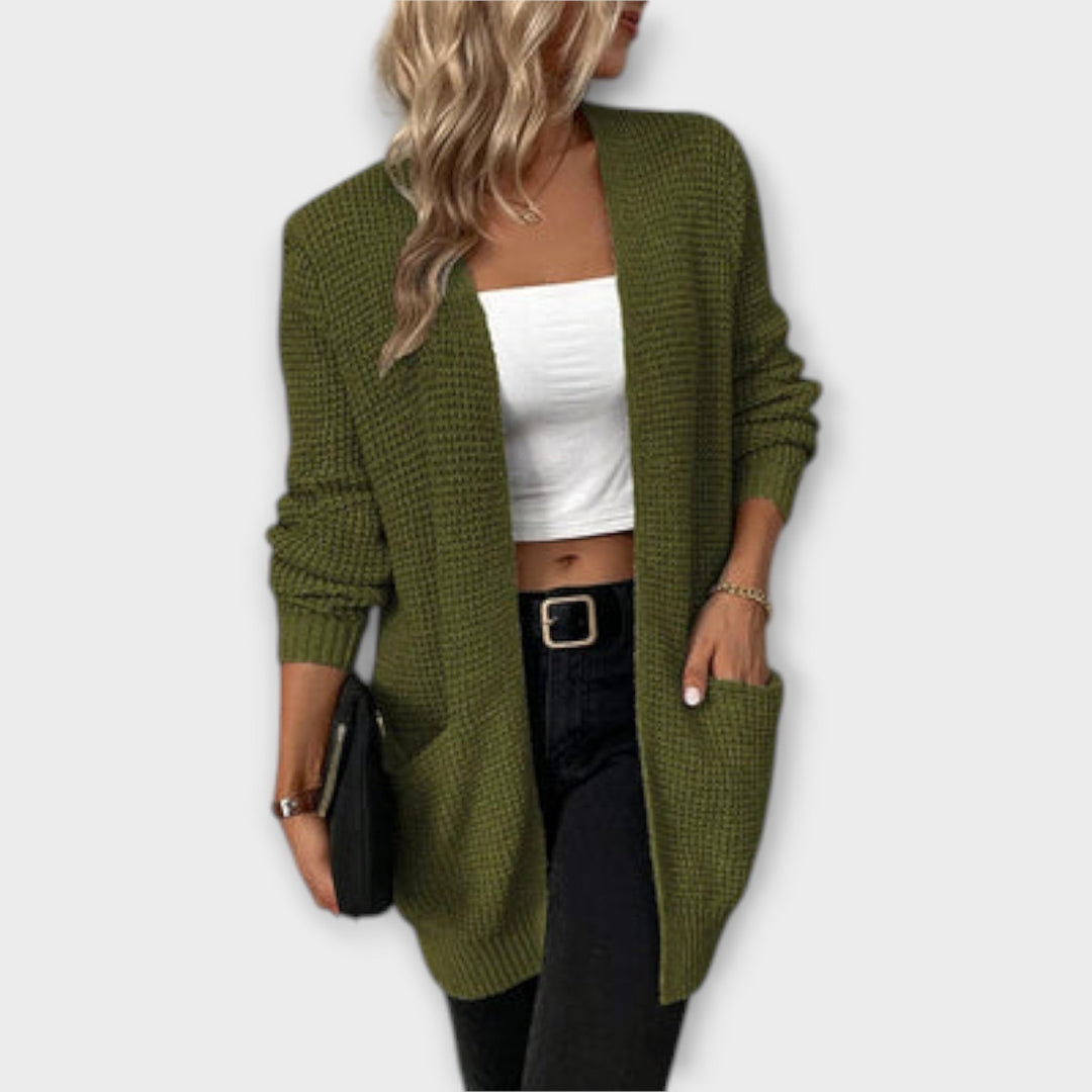 Nancy - En Casual Strikket Cardigan med Lomme