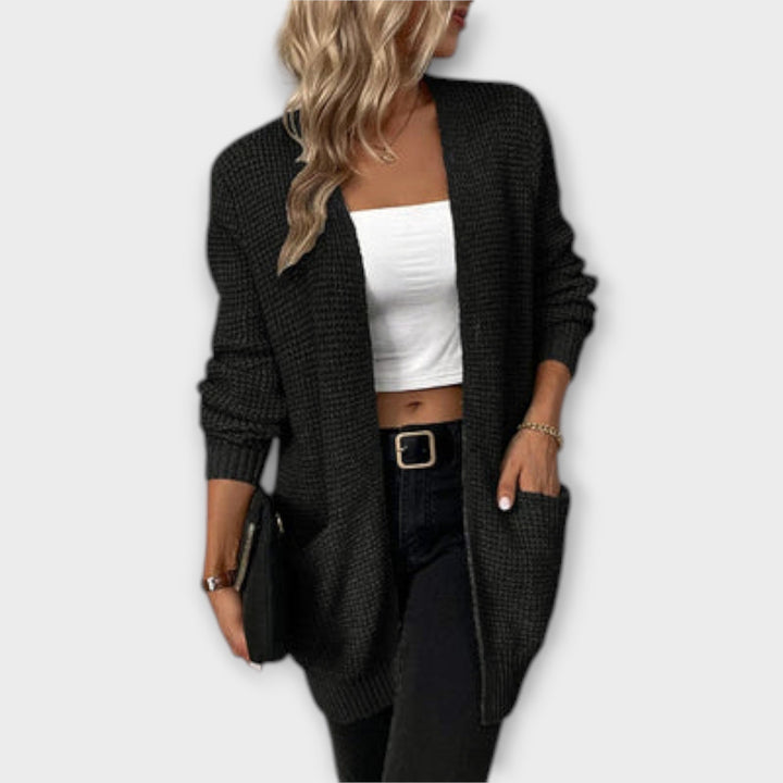 Nancy - En Casual Strikket Cardigan med Lomme