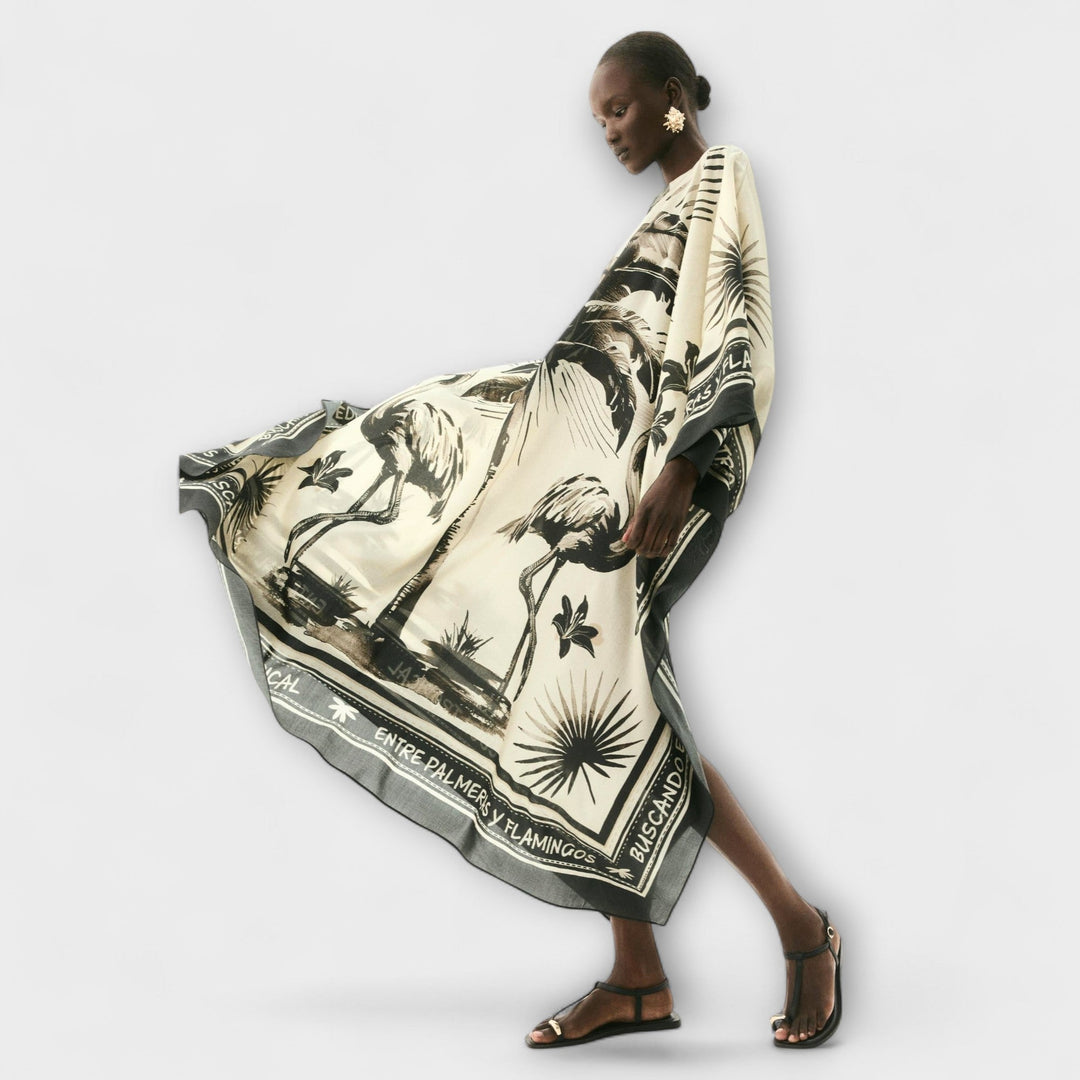 Melissa - Ekstra-stor Flamingo Print Kaftan Maxi Kjole