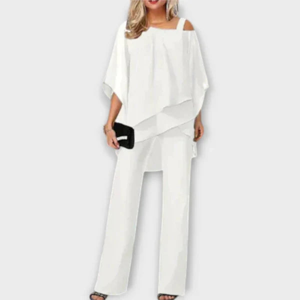 Celeste | Elegant Chiffon Jumpsuit Sæt