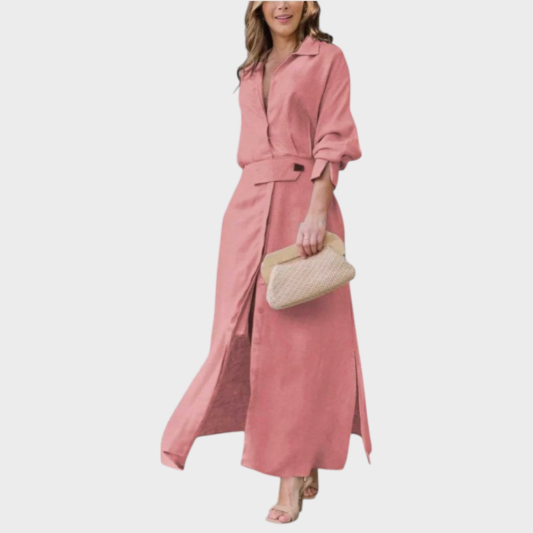 Nina | Elegant Maxi Kjole med V-Udskæring