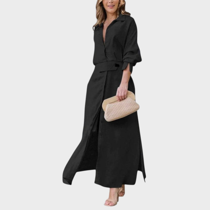 Nina | Elegant Maxi Kjole med V-Udskæring