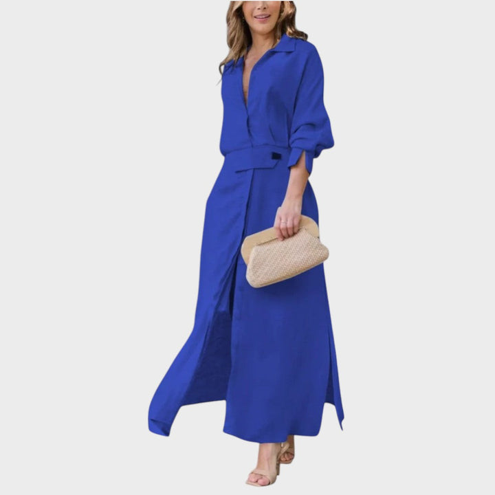 Nina | Elegant Maxi Kjole med V-Udskæring
