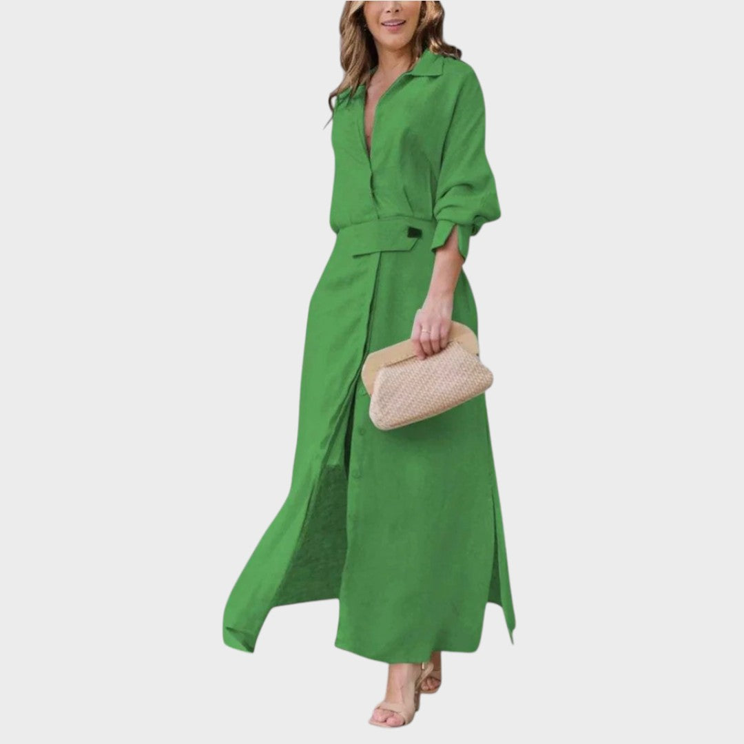 Nina | Elegant Maxi Kjole med V-Udskæring