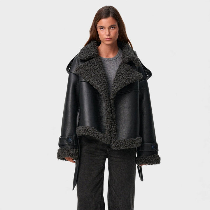 Grace | Shearling frakke med bælte