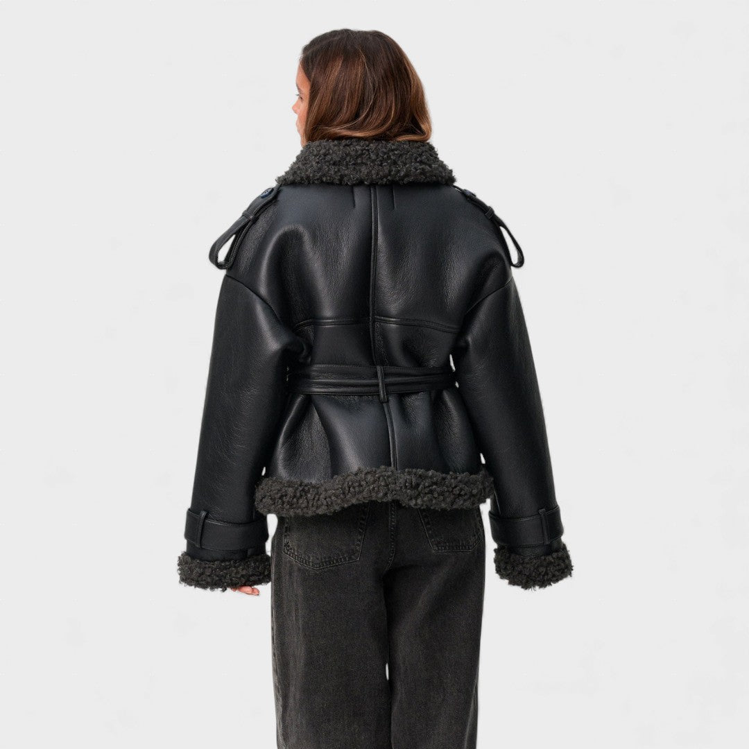 Grace | Shearling frakke med bælte