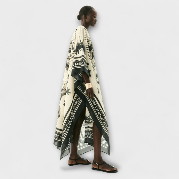 Melissa - Ekstra-stor Flamingo Print Kaftan Maxi Kjole