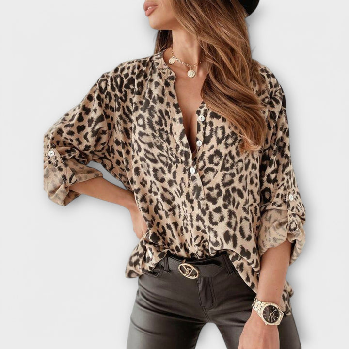 Moderne Bluse med Leopardprint