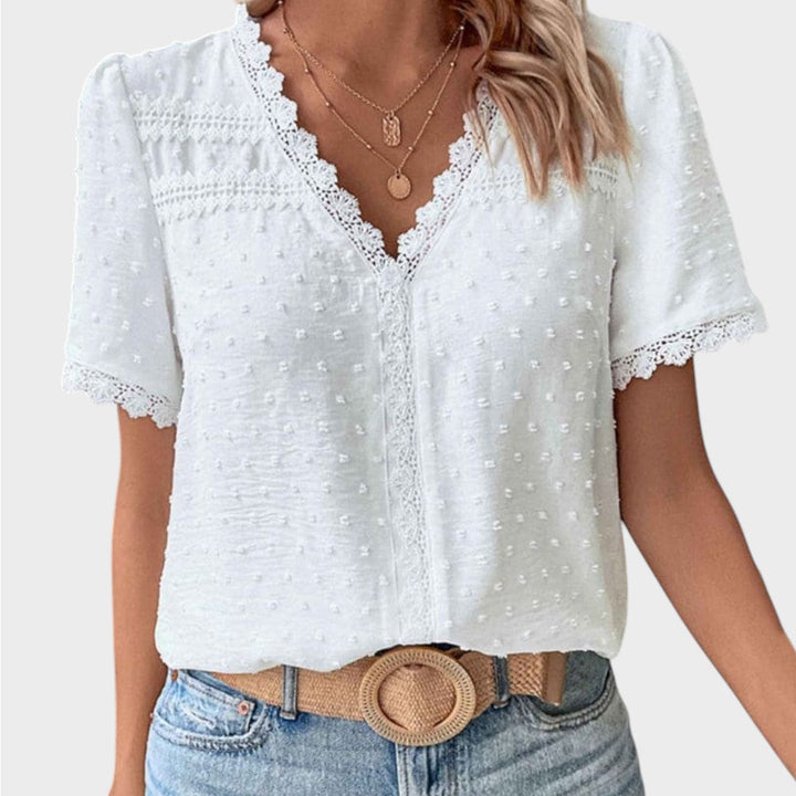 Lea | Wiissi Struktureret Sommerbluse med V-hals