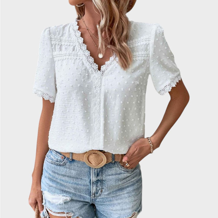 Lea | Wiissi Struktureret Sommerbluse med V-hals