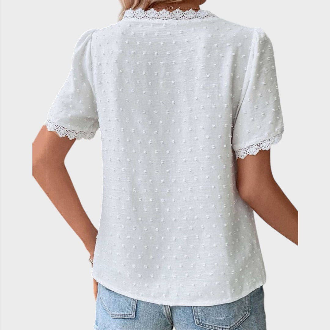 Lea | Wiissi Struktureret Sommerbluse med V-hals