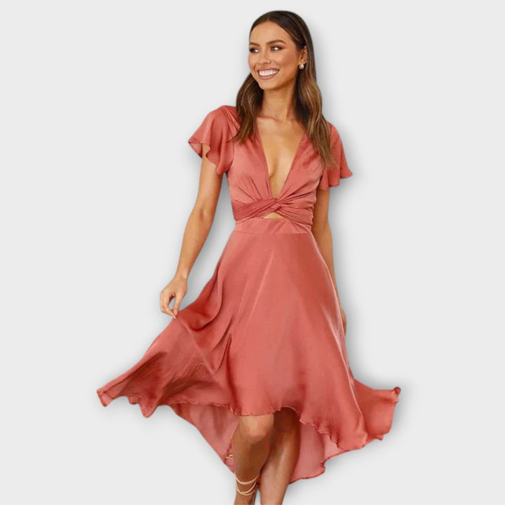 Margret - Elegant V-hals Midi Kjole