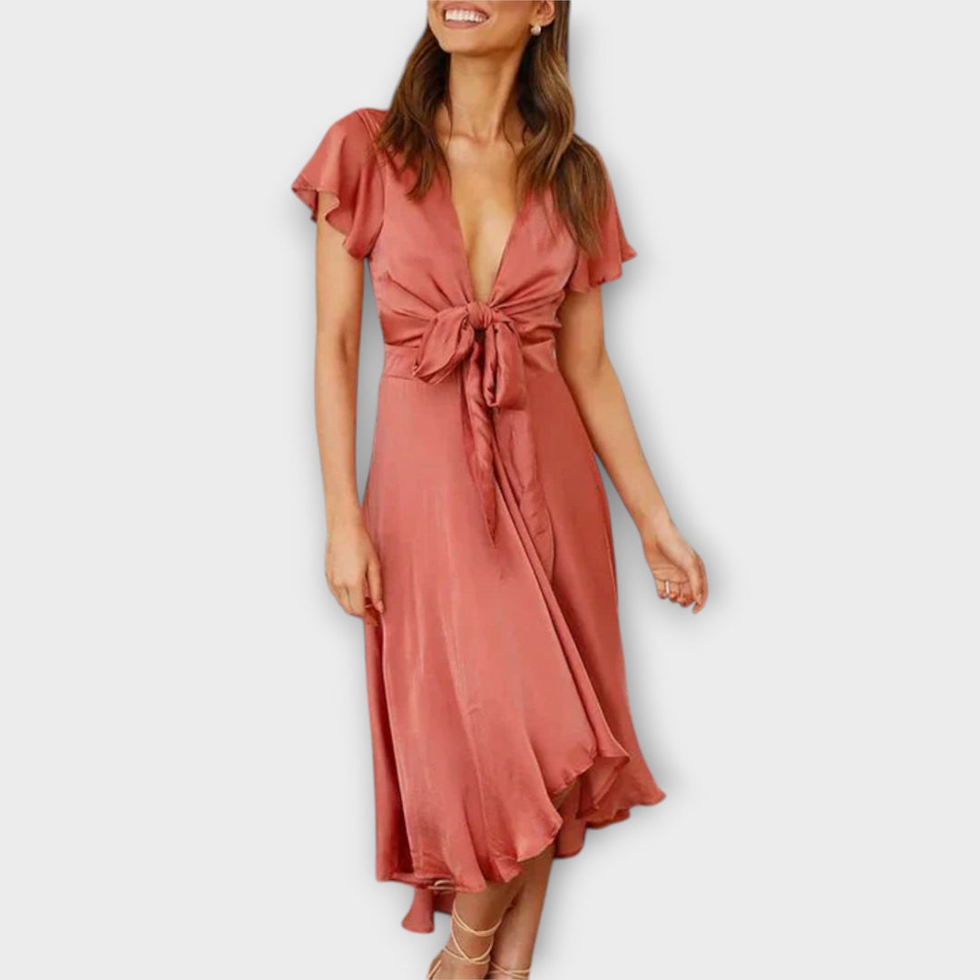 Margret - Elegant V-hals Midi Kjole