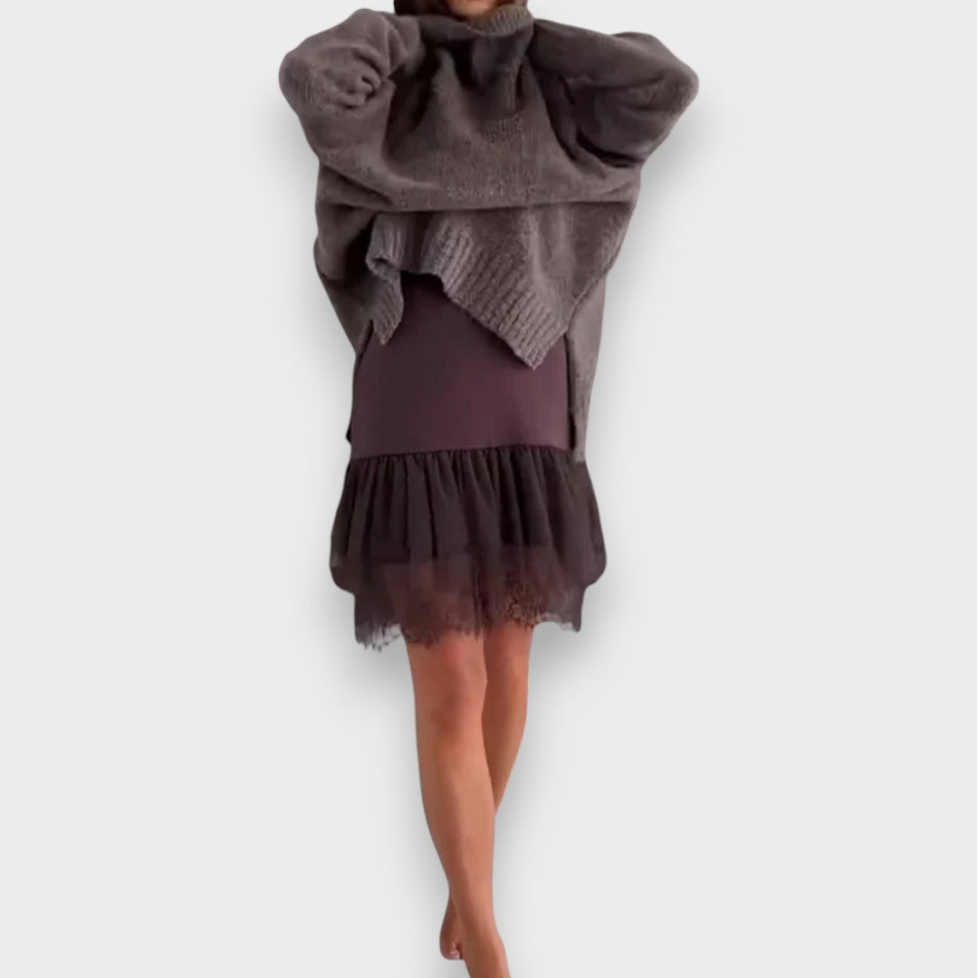 Luna | To-dels fritids sæt med blonde rullekrave sweater