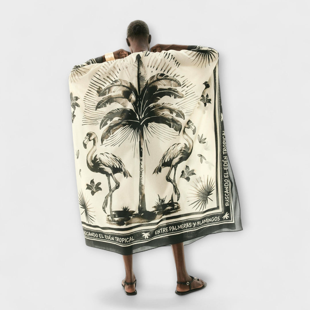 Melissa - Ekstra-stor Flamingo Print Kaftan Maxi Kjole