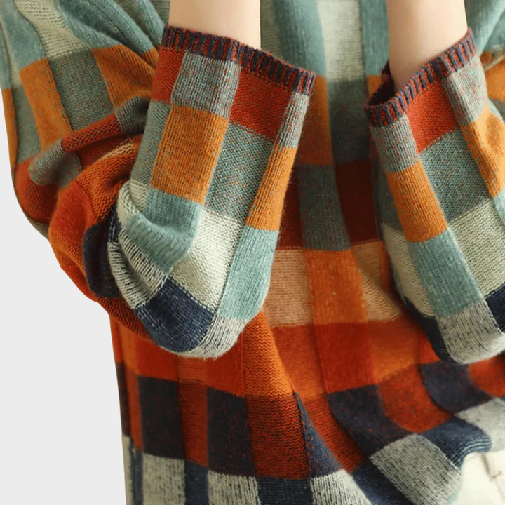 Kimberly | Højhalset jumper med patchwork mønster