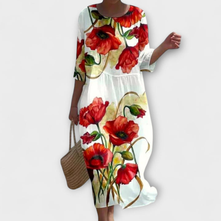 Miranda - Stilfuld Blomster Maxi Kjole