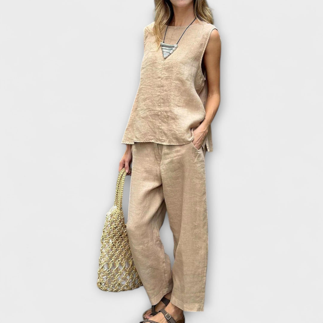 Jennifer - Behageligt Outfit i Bomuld-Linned