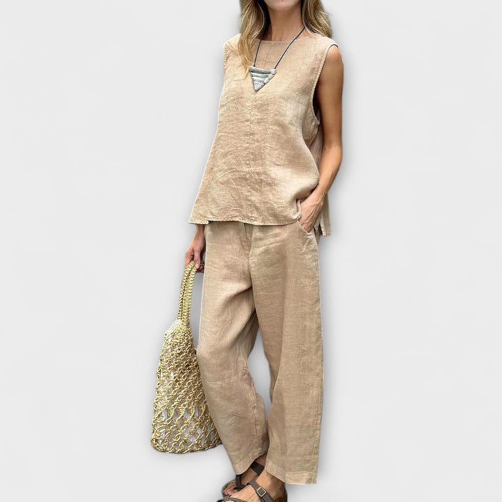 Jennifer - Behageligt Outfit i Bomuld-Linned