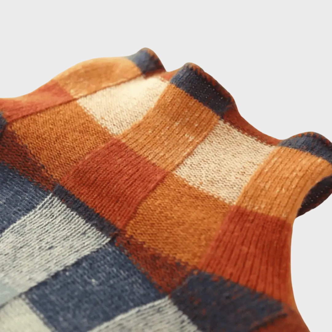 Kimberly | Højhalset jumper med patchwork mønster