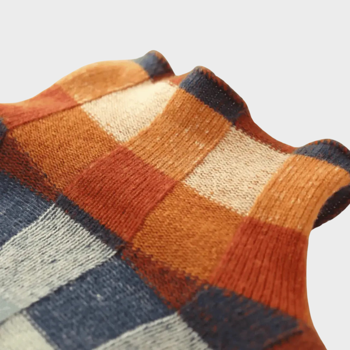 Kimberly | Højhalset jumper med patchwork mønster