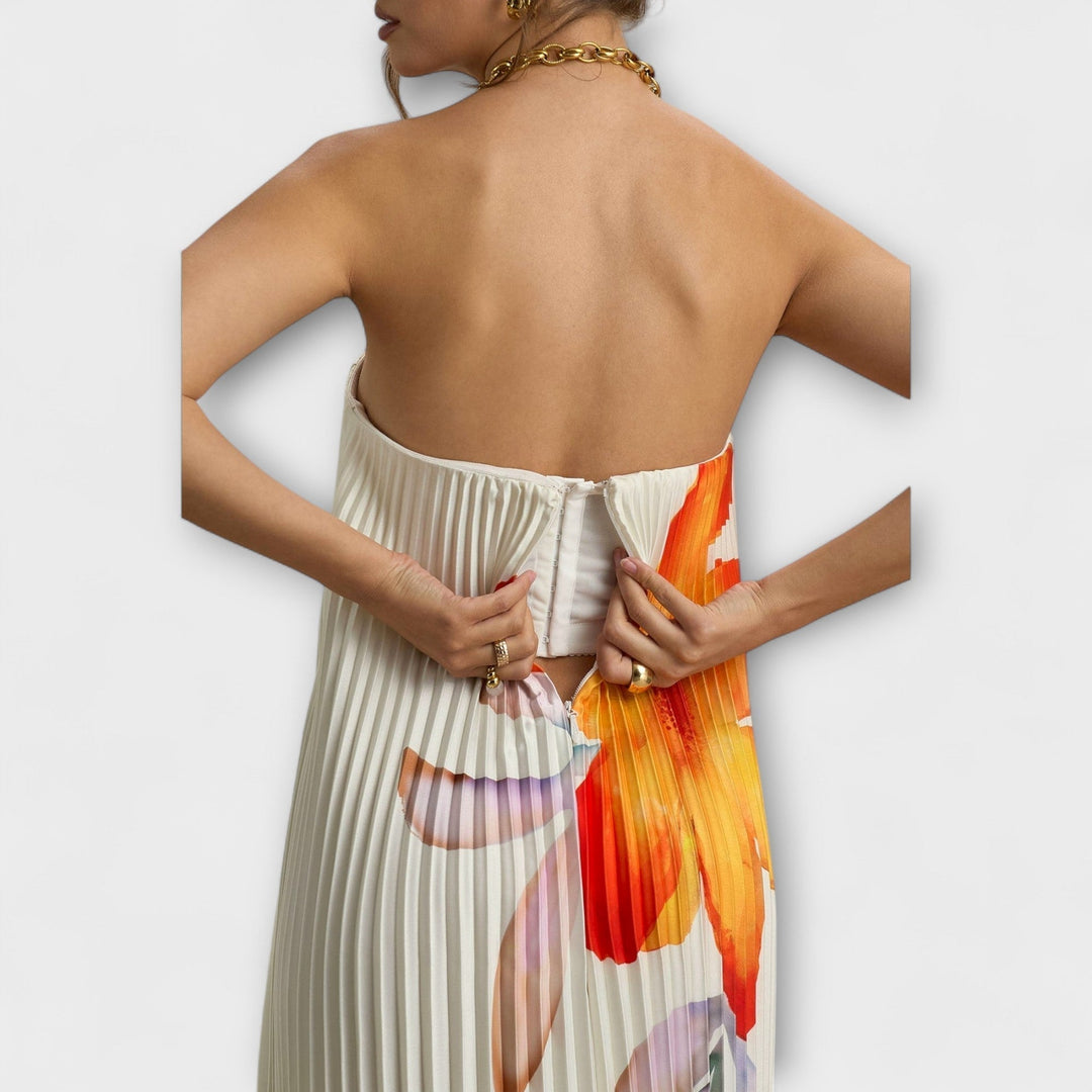 Michelle - Sweetheart Maxi Kjole i Orange Blomstermønster