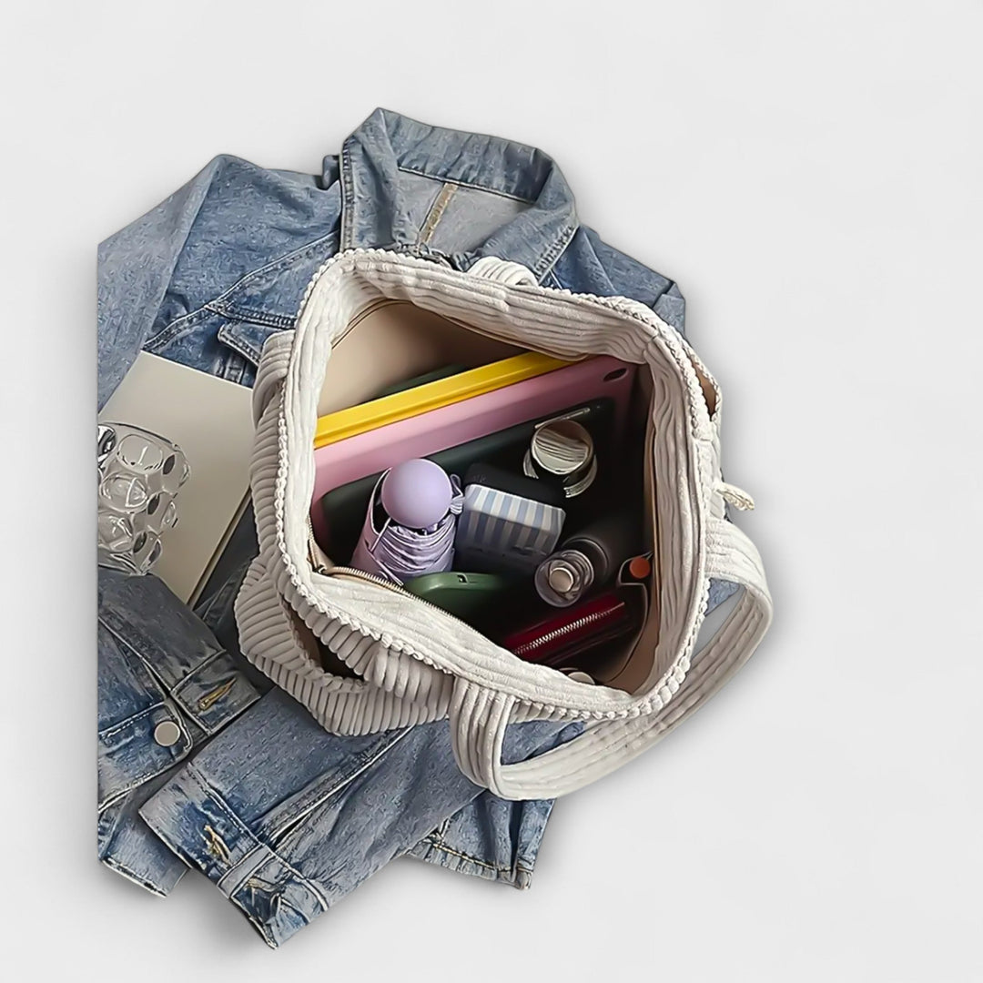 Tilda – Ribbede Tote Bag med Snore Detalje