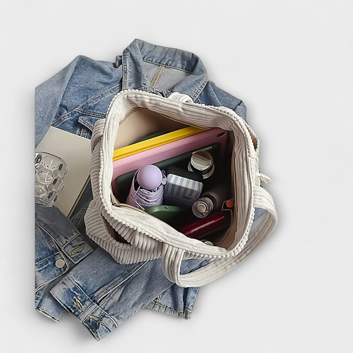 Tilda – Ribbede Tote Bag med Snore Detalje