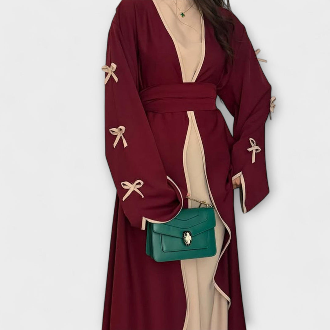 Jasmin - Stilfuld Cardigan og Kjole Duo med Sløjfedetalje