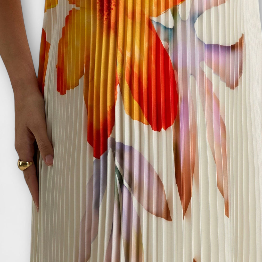 Michelle - Sweetheart Maxi Kjole i Orange Blomstermønster