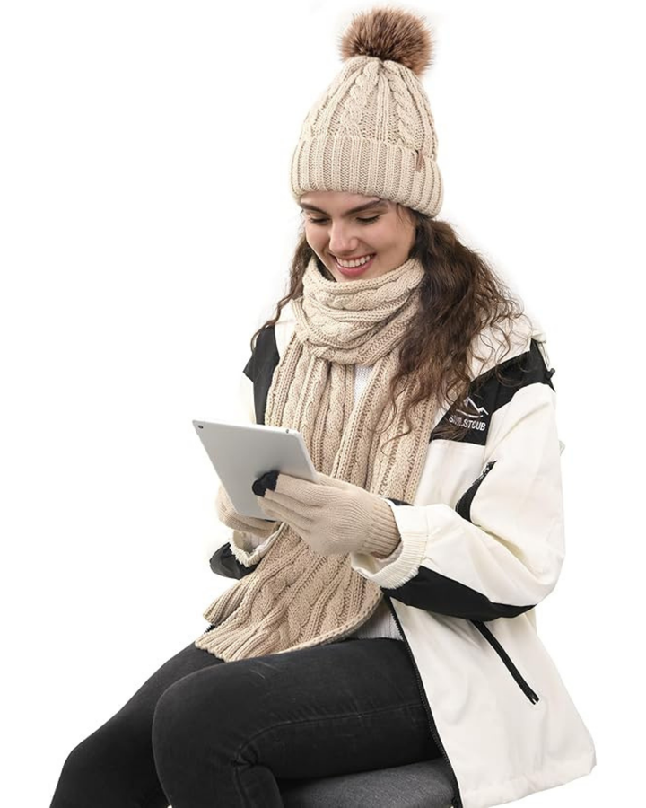 Chic Vinterhat, Tørklæde og Handsker Sæt