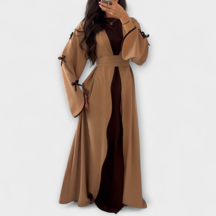 Jasmin - Stilfuld Cardigan og Kjole Duo med Sløjfedetalje