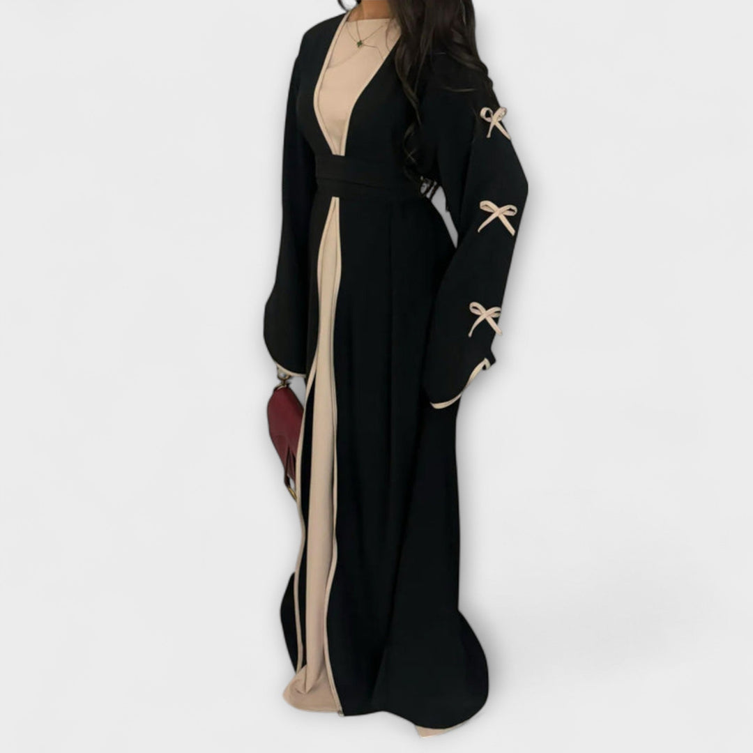 Jasmin - Stilfuld Cardigan og Kjole Duo med Sløjfedetalje