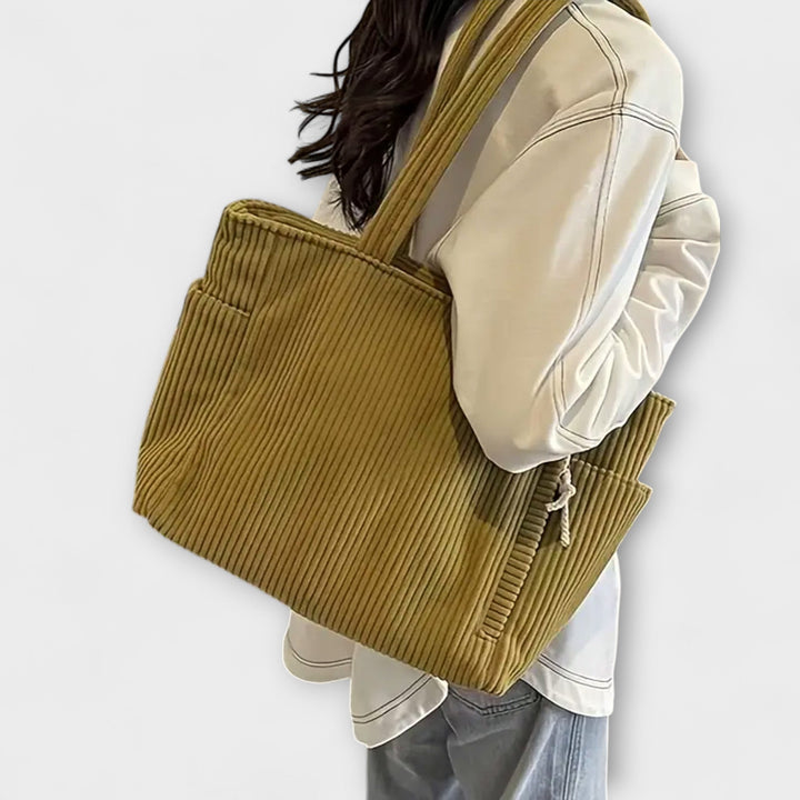 Tilda – Ribbede Tote Bag med Snore Detalje