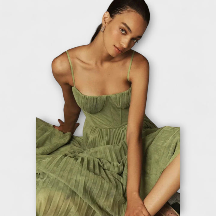 Marilyn - Midi Skirt Kjole i Tulle med Bustier Design