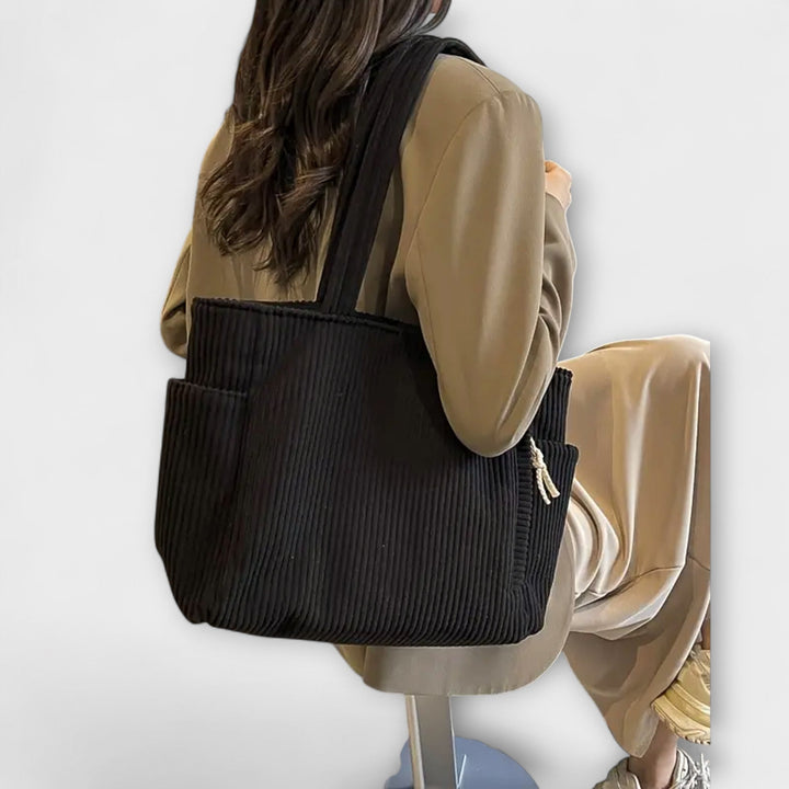 Tilda – Ribbede Tote Bag med Snore Detalje