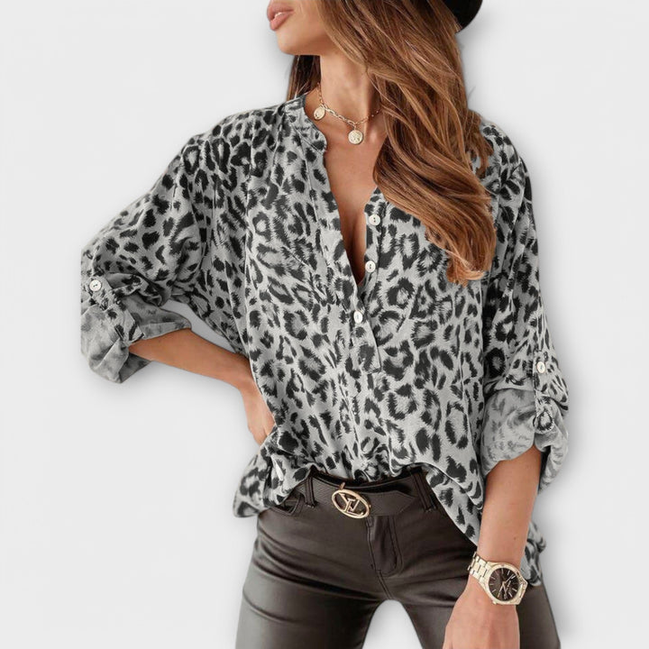 Moderne Bluse med Leopardprint