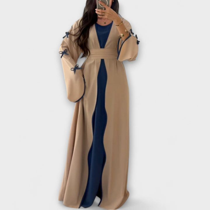 Jasmin - Stilfuld Cardigan og Kjole Duo med Sløjfedetalje