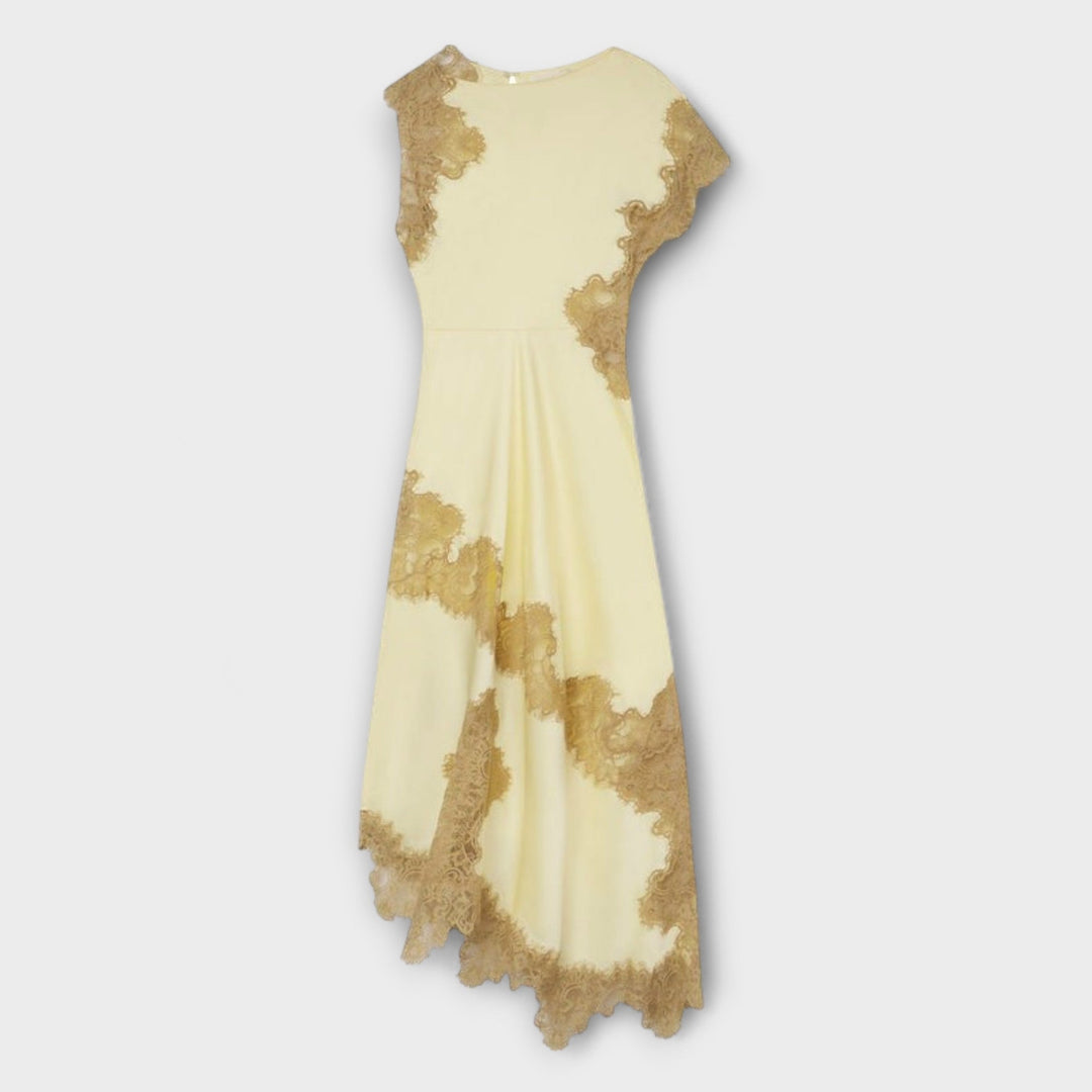 Margaret - Maxi Kjole med Satin og Blonde Accent