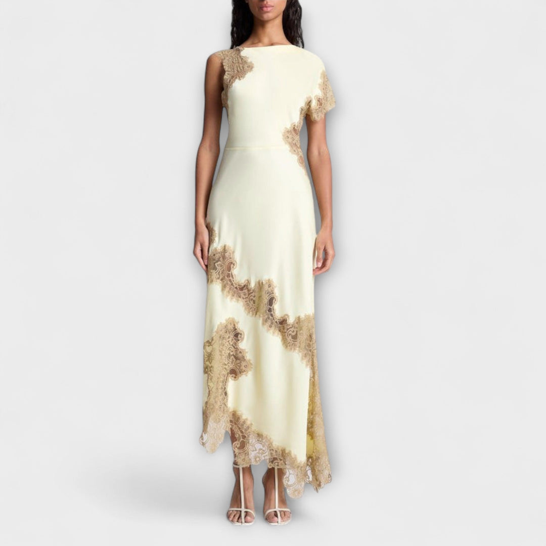 Margaret - Maxi Kjole med Satin og Blonde Accent