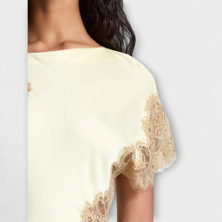 Margaret - Maxi Kjole med Satin og Blonde Accent