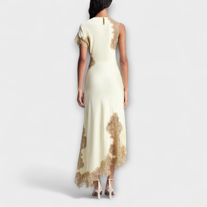 Margaret - Maxi Kjole med Satin og Blonde Accent