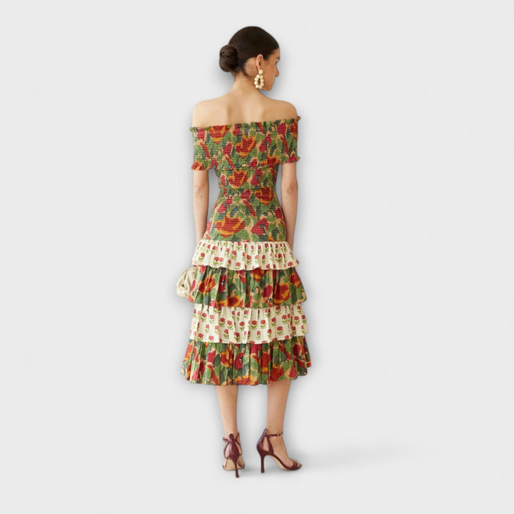 Harriet - Farverig May Midi Kjole