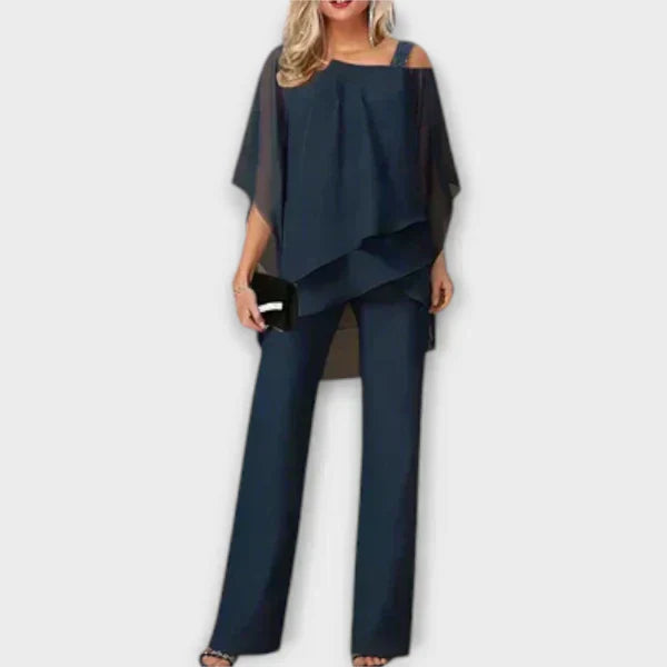 Celeste | Elegant Chiffon Jumpsuit Sæt