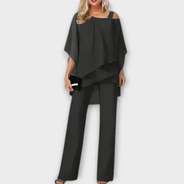 Celeste | Elegant Chiffon Jumpsuit Sæt
