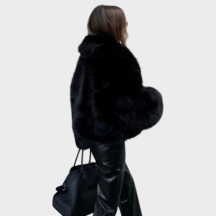 Jade | Sort Luksus Faux Fur Frakke